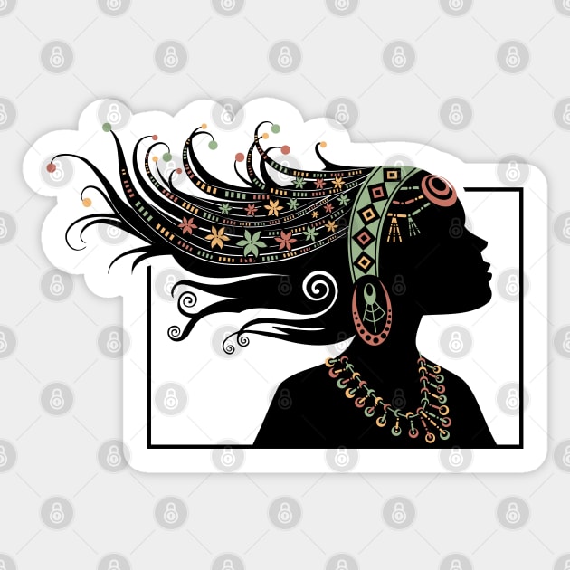 Woman with long Hair Sticker by michony